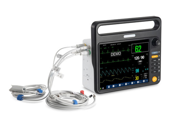 12.1 inch TFT LCD high-end hartpatiëntmonitoren met met uitgebreide metingen van EKG, SPO2, NIBP, Temp, Resp.
